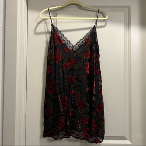 Floral Velvet and Lace Slip Dress, S